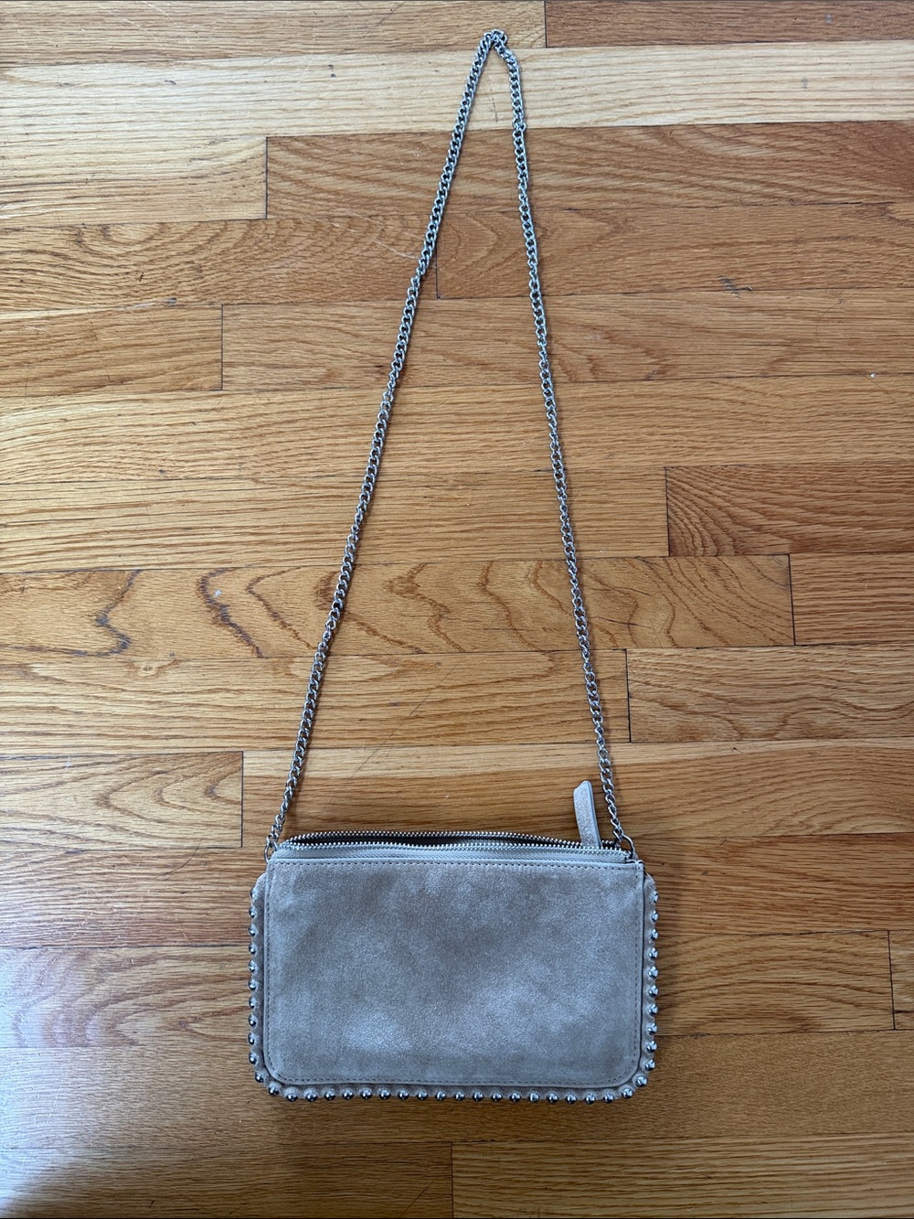 Zara Suede Crossbody Bag in Light Taupe